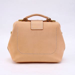 Doctor Bag-Women's Cowhide Leather Handbag Handmade Shoulder Bag Italian Leather Doctor Bags Top Handle Bag-Large Size image 4
