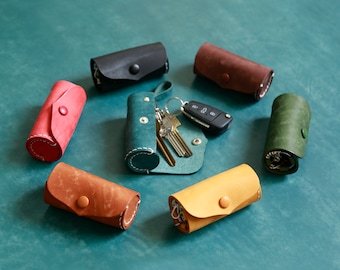 Leather Keys Holder Roll, Leather Key Case, Cute Keys Organizer, Good Gift Mom, Leather Key Pouch, Every Day Carry, Car Keyring