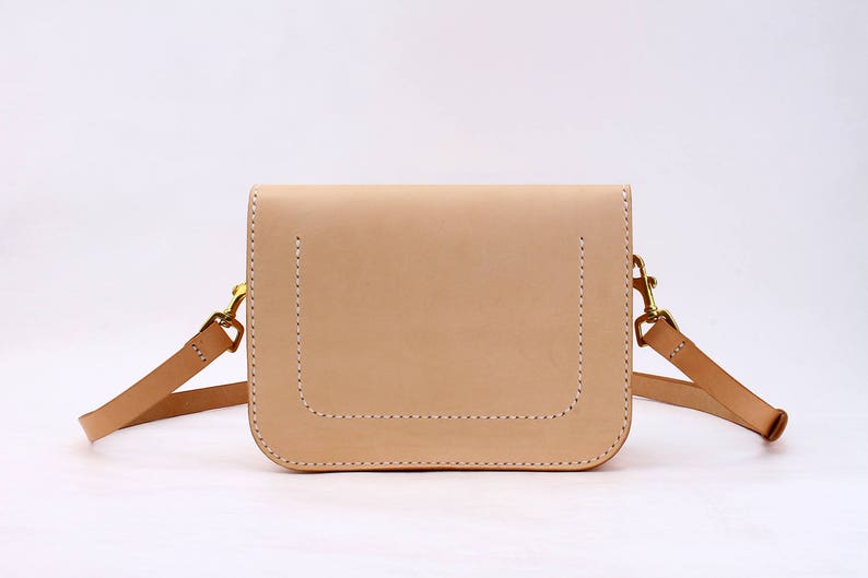 Women's Cowhide Leather Classic Square Saddle Handbag Handmade Adjustable Cross Body Shoulder Bag image 3