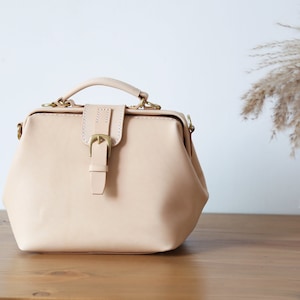 Arzttasche-Damen Rindsleder Handtasche Handgefertigte Umhängetasche Italienische Leder Arzttaschen Top Griff Tasche-Large Size