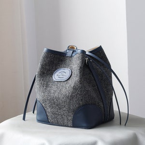 Lady's Wolle Leder Kordelzug Geldbörse Frauen Crossbody Tasche, Top Griff Tasche, Lange Riemen Geldbörse, Umhängetasche jeden Tag tragen