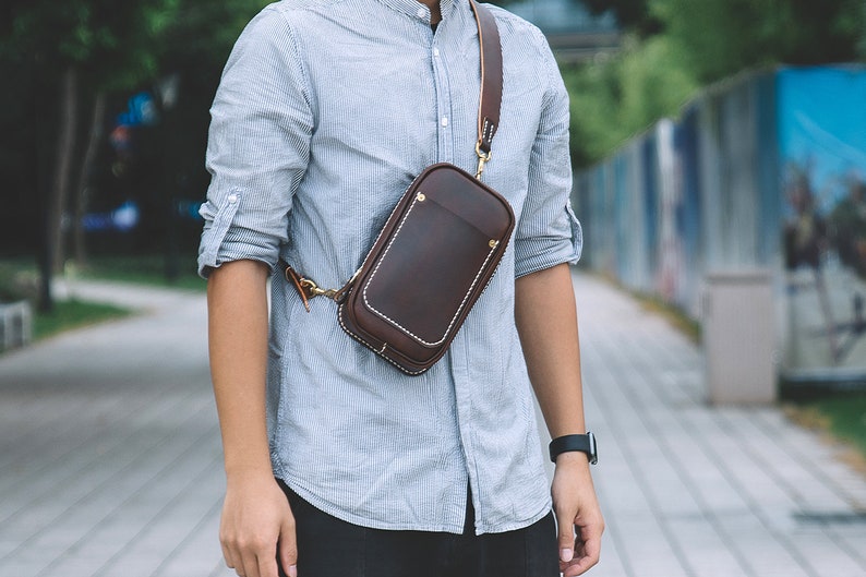 Leather Sling Bag Men Sling Backpack Leather Sling Crossbody - Etsy