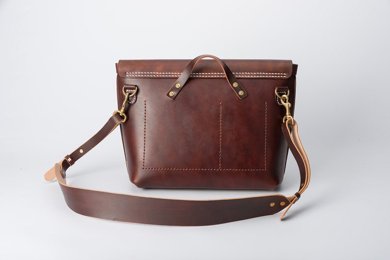 Men's Cowhide Leather Large Messenger Handbag Handmade Etsy