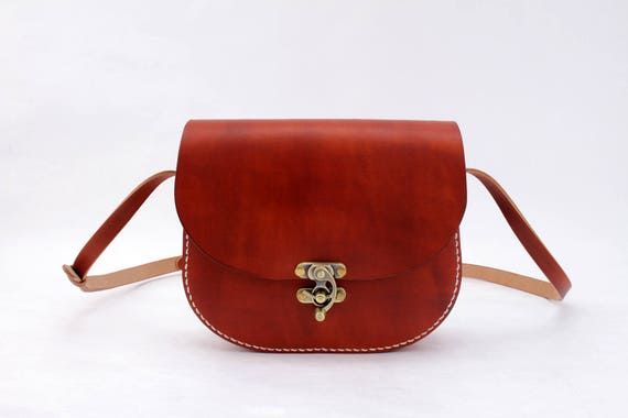 Mushroom Women's Cowhide Leather Saddle Handbag Handmade | Etsy