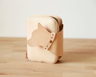 Shiba Inu-Lady Bag Femme Peau de vache cuir Chien Mini Sac à main zippé Sac à bandoulière fait à la main Sac à bandoulière fait à la main