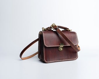 Dulles Bag-Women's Cowhide Leather Small Business Handbag Handmade Shoulder Bag
