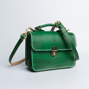 Dulles Bag-Women&#39;s Cowhide Leather Small Business Handbag Handmade Shoulder Bag