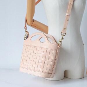 Bolso de cuero tejido a mano: bolso de hombro de plena flor imagen 15