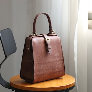 Doctor Bag-2 WAYS Damen Rindsleder Handtasche Handarbeit Schultertasche Leder Arzttasche Top Henkel Tasche-Große Größe