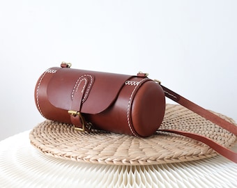 Leather Handmade Capsule Bucket  Shoulder Bag