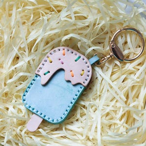 Schokoladen-Eis-Schlüssel-Halter Keychain Geldbörse Charme-echtes Leder Tote Charme