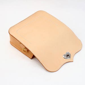 Women's Cowhide Leather Classic Square Saddle Handbag Handmade Adjustable Cross Body Shoulder Bag image 5