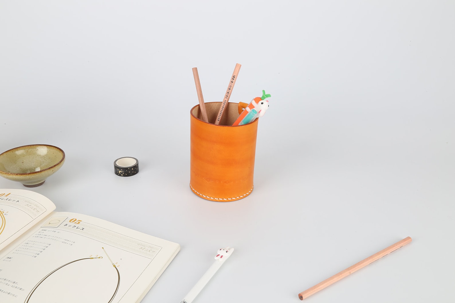 Handmade Leather Pen Container Brush Barrel Potpencil Holder Etsy