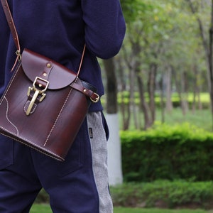 Home Of Thermos Cup-Full Grain Leather Bag Handmade Shoulder Bag