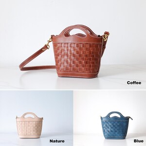 Bolso de cuero tejido a mano: bolso de hombro de plena flor imagen 4