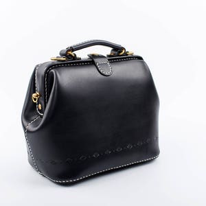 Doctor Bag-Women's Cowhide Leather Handbag Handmade Shoulder Bag Italian Leather Doctor Bags Top Handle Bag-Large Size