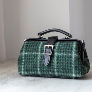 Harris Tweed Hahnentritt Damen Wolle Arzt Tasche Frauen Crossbody Tasche, Top Griff Tasche, Langer Riemen Geldbörse, Schultertasche jeden Tag tragen