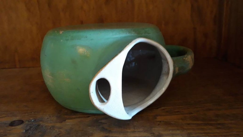 One of a Kind Vintage Rustic Green Chippy Pitcher Spanish Flair is Perfect for Large Bouquet of Flowers Watering Your Garden House Plants