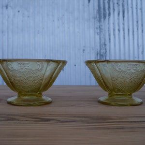 Madrid Federal Footed Sherbet Dessert Cups Set of 2 Yellow Amber Depression Glass Cups Vintage 1930's Style Footed Dishes Vintage Elegance