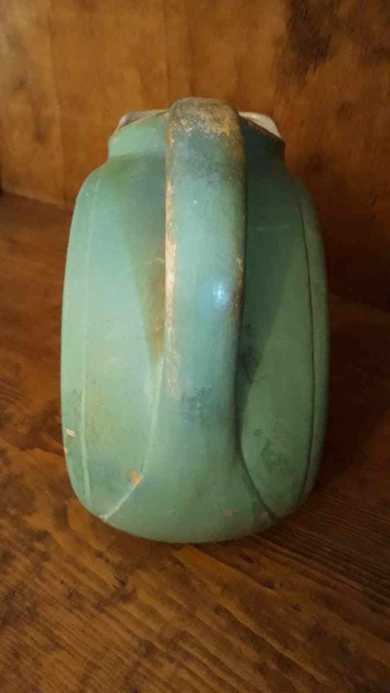 One of a Kind Vintage Rustic Green Chippy Pitcher Spanish Flair is Perfect for Large Bouquet of Flowers Watering Your Garden House Plants