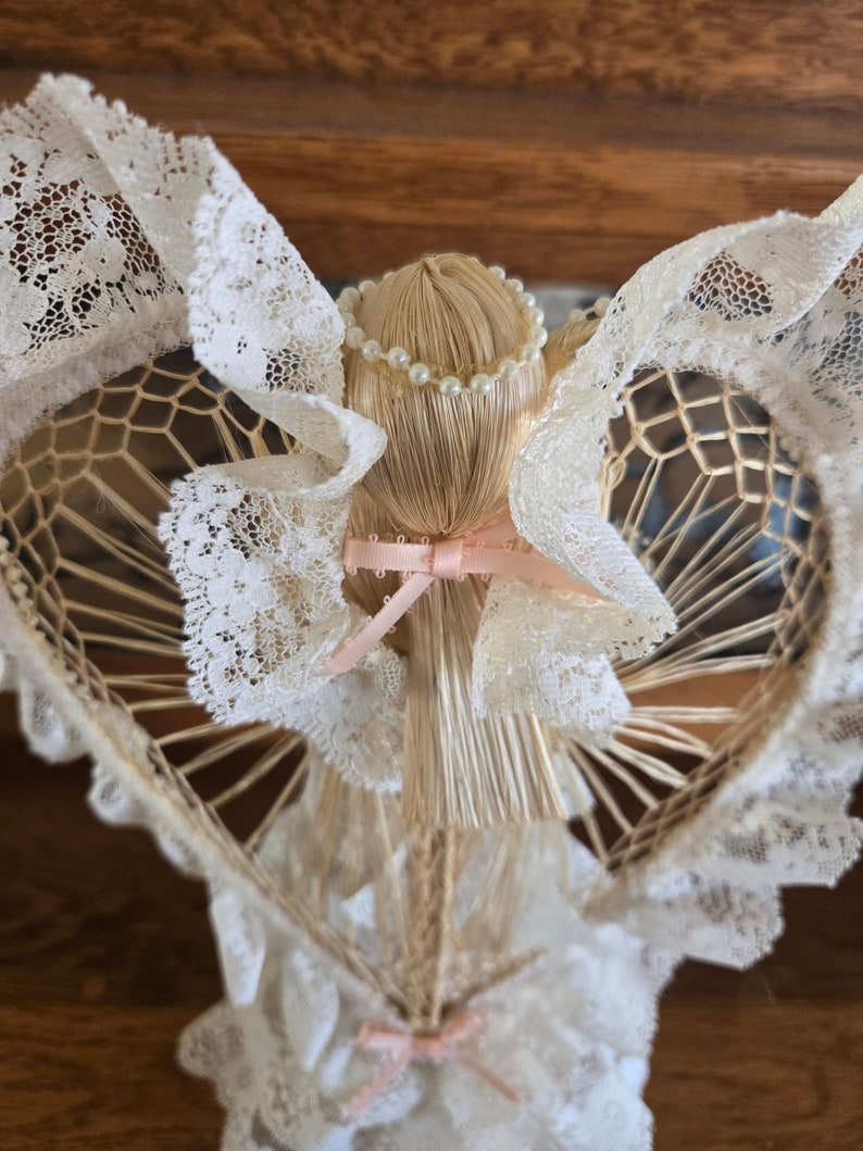 Vintage Cornhusk Christmas Angel Tree Topper Angel Decor Has Beautiful