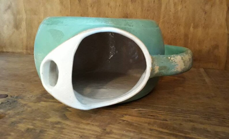 One of a Kind Vintage Rustic Green Chippy Pitcher Spanish Flair is Perfect for Large Bouquet of Flowers Watering Your Garden House Plants