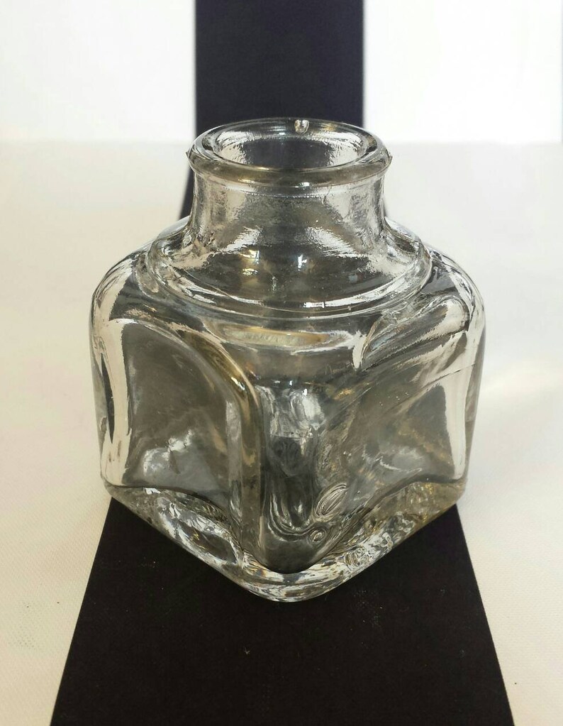 Mouth Blown Antique Glass Ink Bottle BLOWN MOLDED COLOGNE BOTTLE Mid 19th