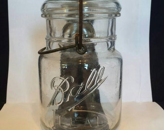 Vintage Ideal Ball Mason Storage Jar with Locking Glass Lid Seals Securely Perfect Vintage Storage for your Vintage Inspired Home