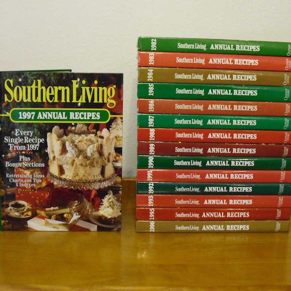 Southern Living Annual Recipes Cookbooks 1970-2000's Vintage Kitchen Collectible Recipes Master Index Books or Recipe Collection Binder Sets