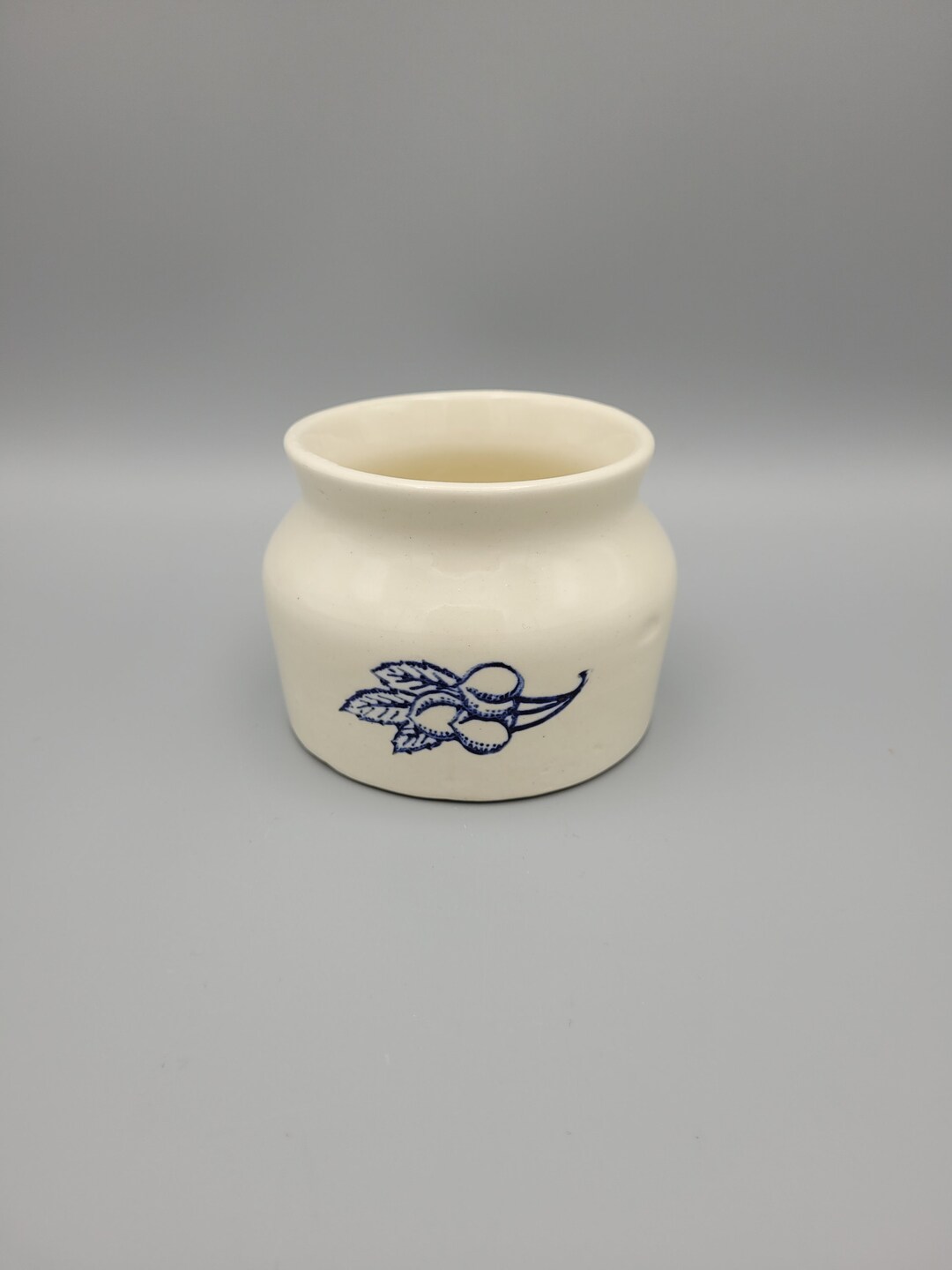 Vintage Oxfordware Crock Cobalt Blue Images on Side Cherries Etsy