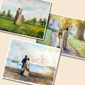Jane Austen Art Print Set: Pride and Prejudice, Emma, Persuasion