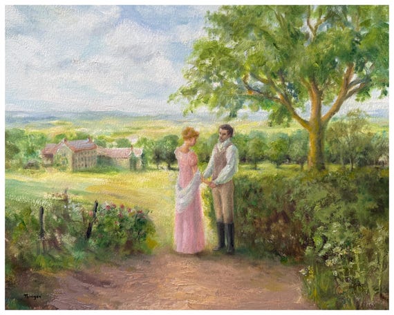 Emma and Mr Knightley in Love | Fine Art Print | Jane Austen literary art + gifts