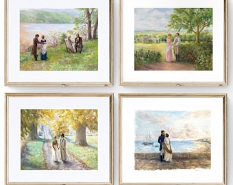Jane Austen Art Print Collection: Pride and Prejudice, Emma, Persuasion