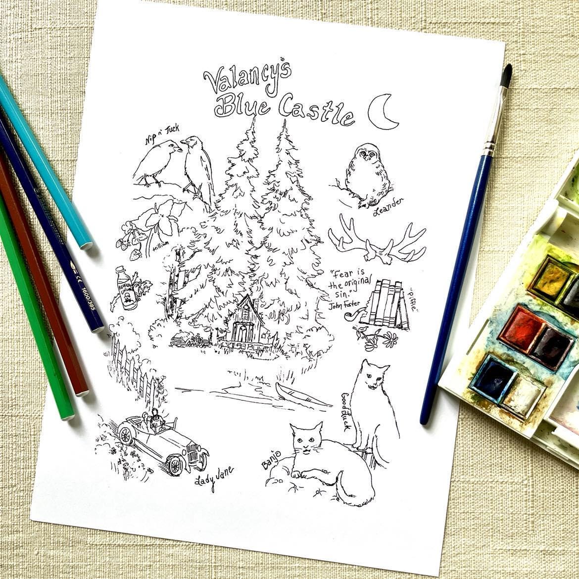 The Blue Castle all ages adult coloring page download