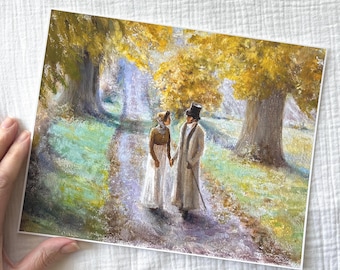 Elizabeth and Mr Darcy: Pride and Prejudice fine art print | Jane Austen literary art + gifts