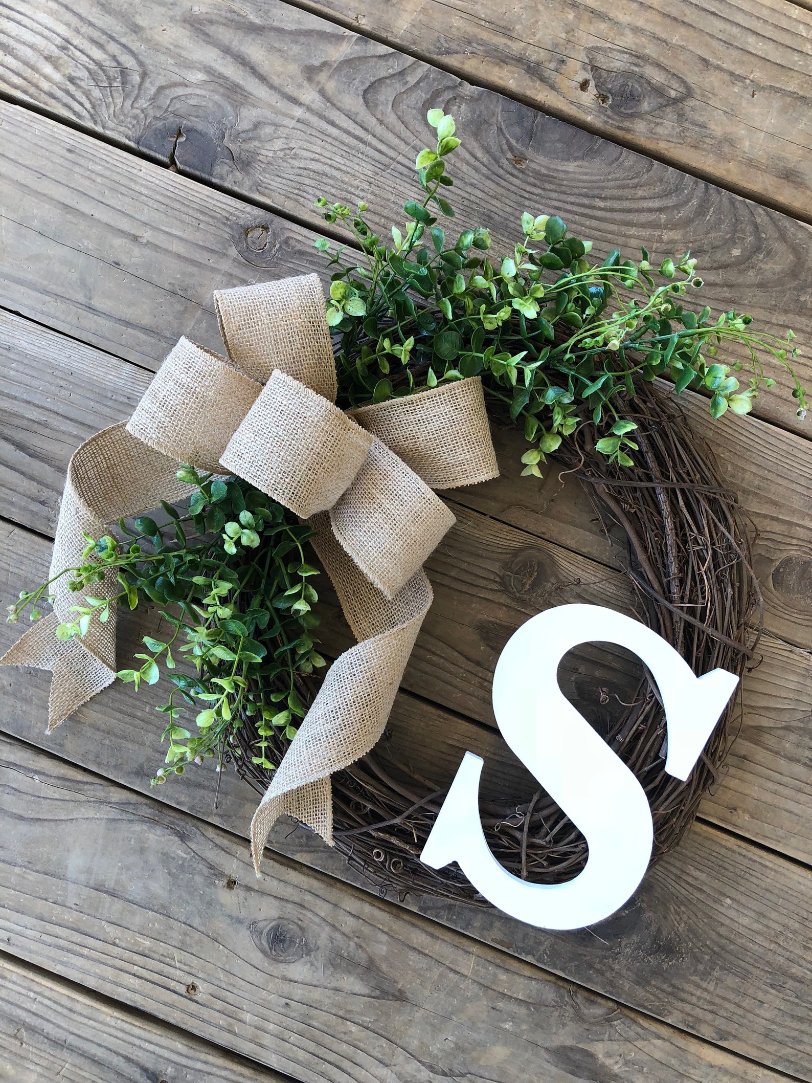 Wreath for Front Door Initial Monogram / Front Door Wreath Etsy