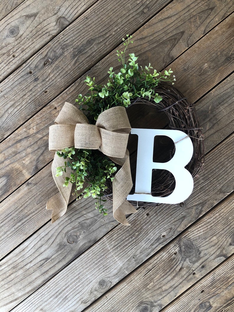 Wreath for Front Door Initial Monogram / Front Door Wreath Etsy