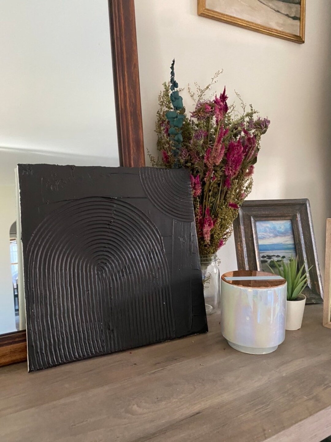 Black Minimalist Wall Art Plaster Art Spackle Wall Art Etsy