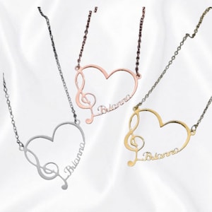 Music Note Name Necklace | Musician Gift | Treble Clef Name Necklace | Personalized Jewelry | Music Necklace