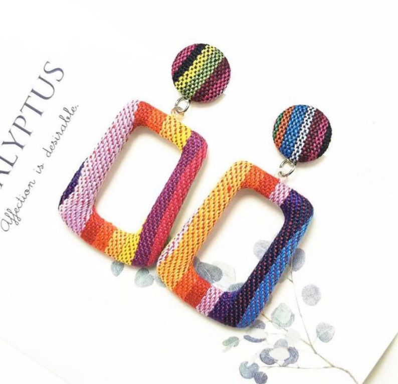 Colorful Earrings Cloth Earring Fabric Earring Rebozo Etsy