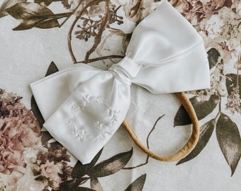 Personalized Letter Hair Bow White | Bebe Beni USA