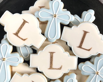 Baptism / Communion / Confirmation Cross Mini Decorated Cookies - 2 Dozen