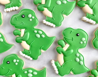 Dinosaur T-Rex Tyrannosaurus Decorated Sugar Cookies - 24 cookies