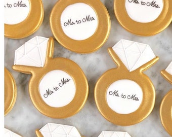 Engagement Ring Decorated Cookies - One Dozen