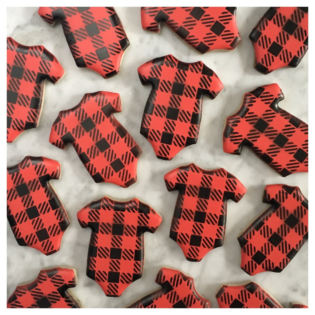 Plaid Onesie Lumberjack Decorated Cookies 1 Dozen Etsy