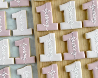 1st Birthday Name Decorated Sugar Cookies - 24 cookies
