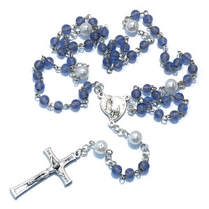 Our Lady of Fatima Centennial Rosary with Light Purple and White Beads