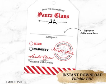 santa gift tag etsy santa gift tags