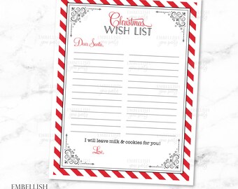 wish list printable etsy christmas list printables