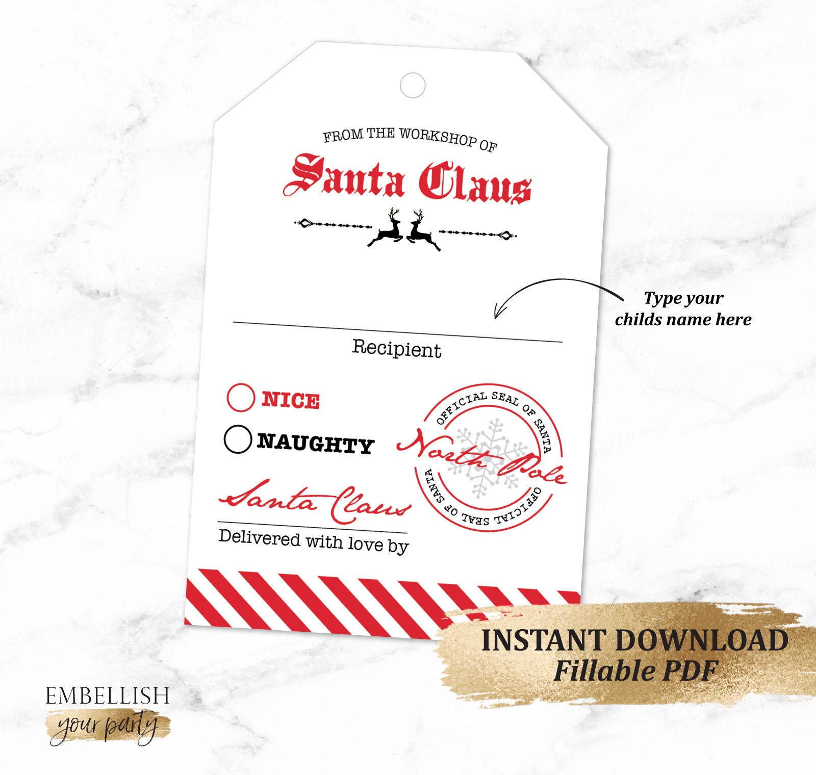 Personalized Santa Gift Tag Printable Santa Gift Tags Christmas Gift ...